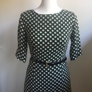 Vintage Orla Kiely. Emerald floating hearts dress.